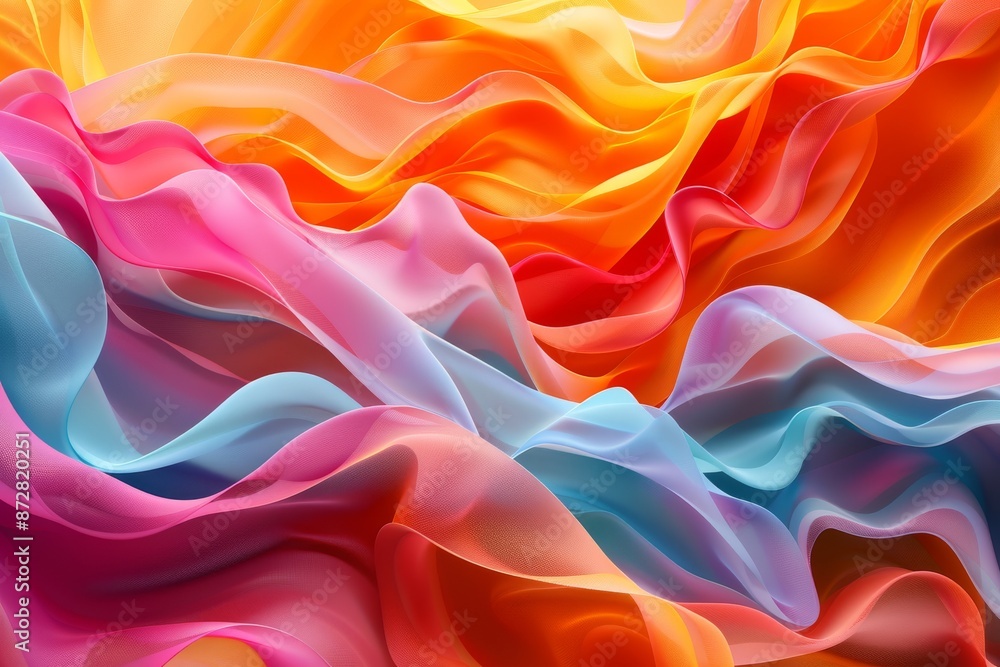 Poster Abstract Multicolored Fluid Waves with Dynamic Motion in Digital Art