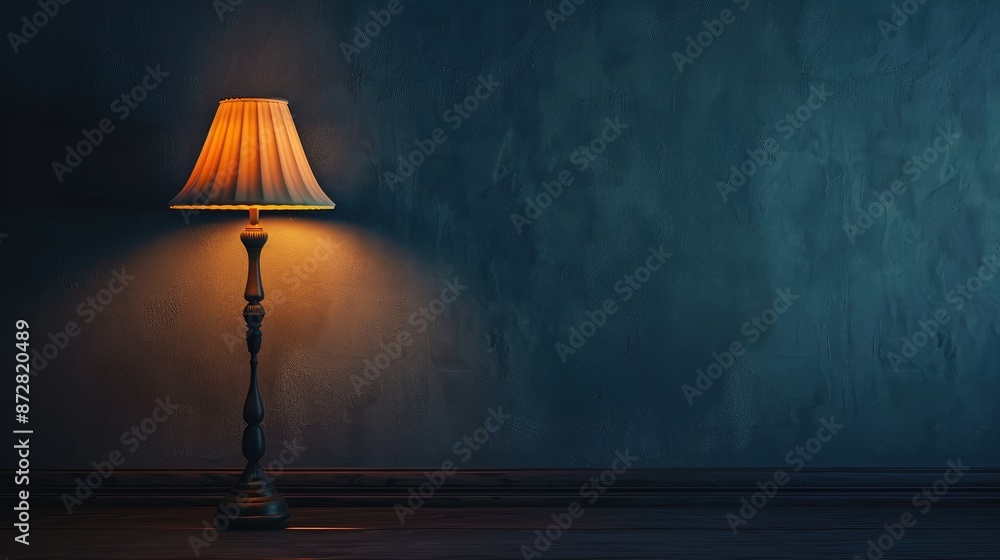 Poster elegant lamp on dark background with empty space