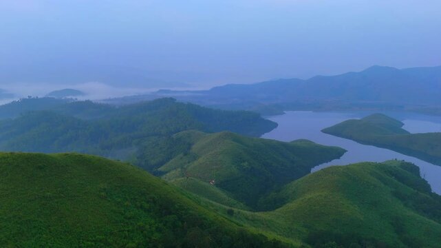 vagamon meadows and Forest  mounts meadows misty Morning