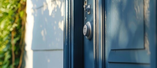 Obraz premium detail of an entrance door to a house with a doorbell with camera