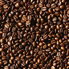 Naklejka premium Coffee beans lie in an even layer