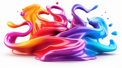 A colorful splash of paint with a rainbow of colors. The colors are bright and vibrant, creating a sense of energy and excitement. The splatter of paint appears to be in motion