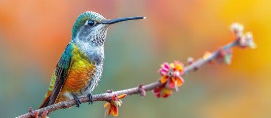 Obraz premium Hummingbird Perched on a Branch with Blurry Background