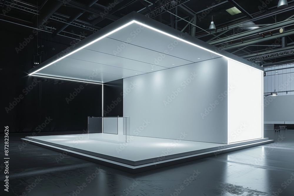 Aufkleber mockup of exhibition stand with corporate identity and display design. display layout design. e-comm
