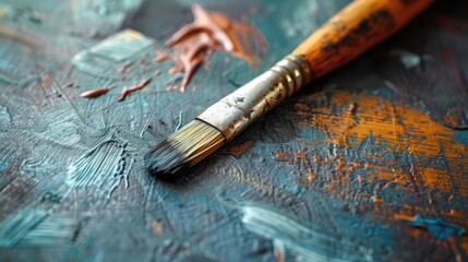 Artistic tool on blank surface close view