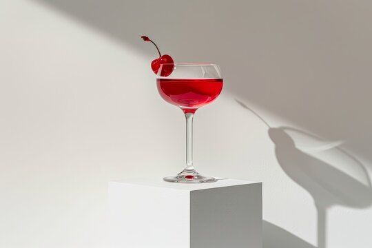 Margarita with bright red arándanos on white and grey backgrounds