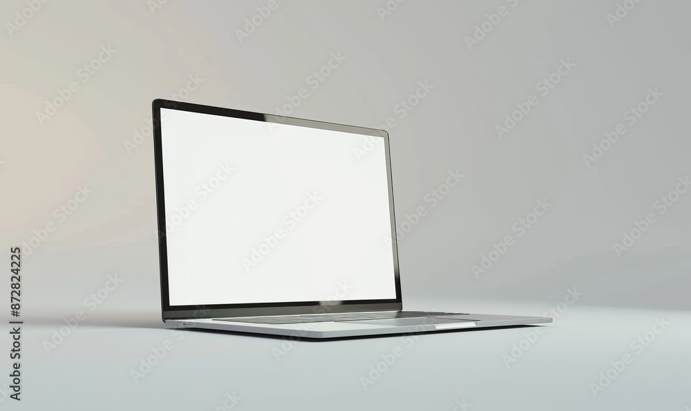 Poster the mockup template shows a laptop computer on a transparent background with a transparent blank scr