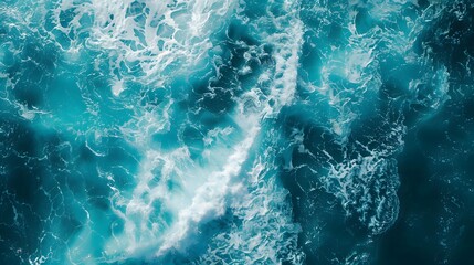 Fototapeta premium Aerial View of Turquoise Ocean Waves