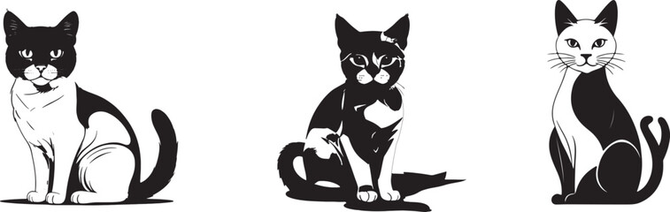 A Cute cat silhouette, vector, illustration design