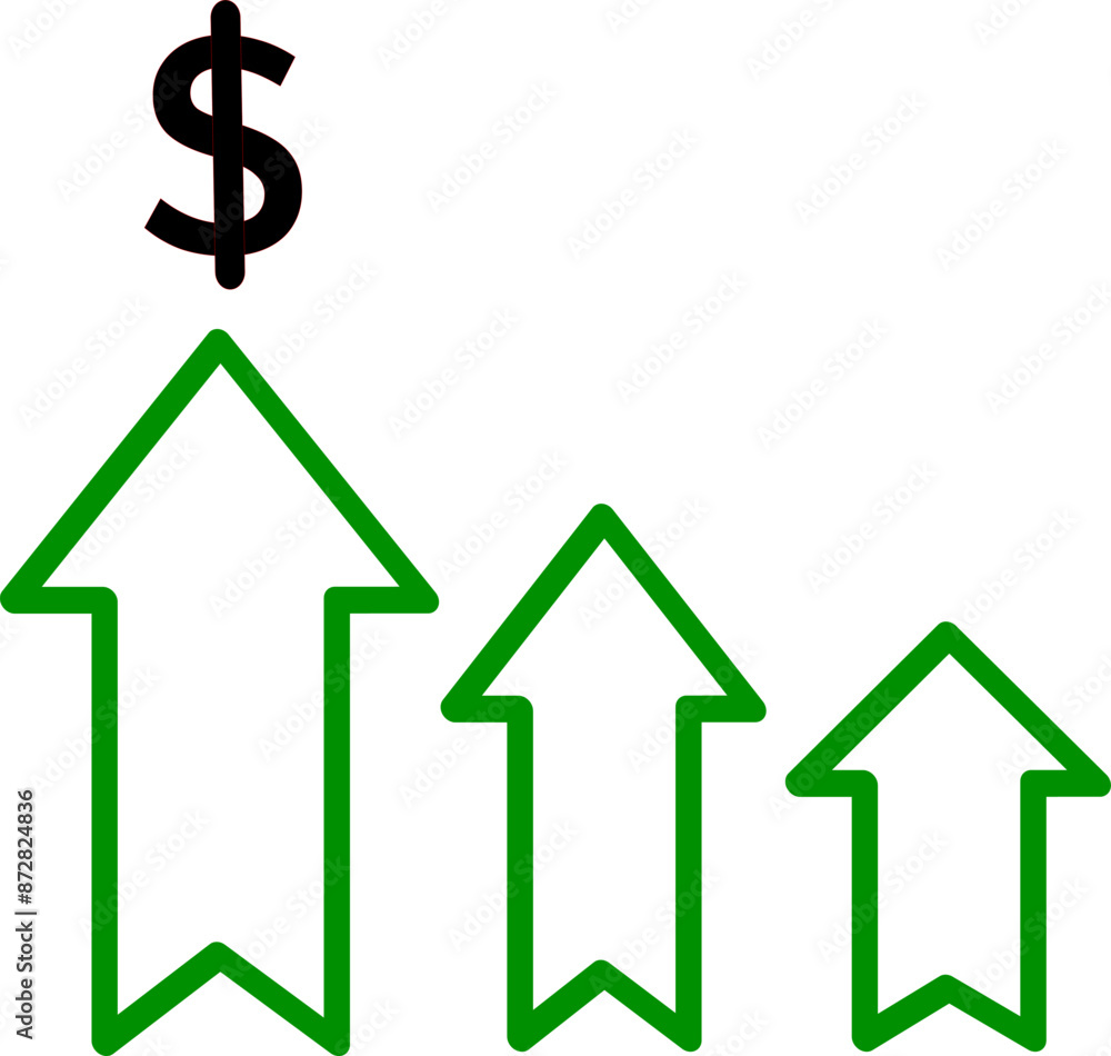 Poster increase profit chart icon, dollar growth statistics. replaceable vector design.