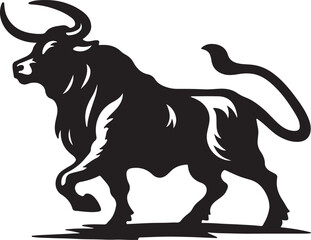 Buffalo line art silhouette vector illustration 
