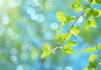 Blurred Spring Leaves Bokeh Background
