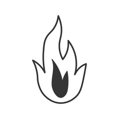 Fire Flame Doodle Line Icon. Hand drawn symbol. Vector illustration