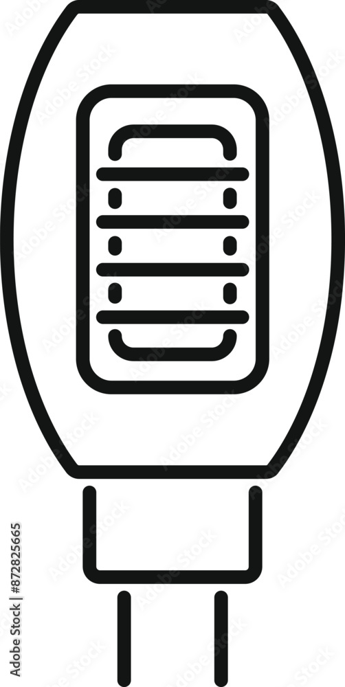 Poster linear icon of an led lamp with a double contact base, representing energy efficient lighting soluti