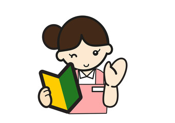 若葉マークを持つ女性介護士