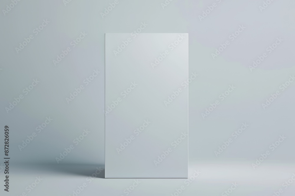 Poster this mockup template features a photorealistic flat rectangle cardboard box on a light grey backgrou