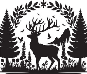 Black silhouette  illustration of deer vector