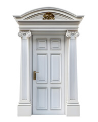 Obraz premium Classic white framed ancient door isolated on transparent background