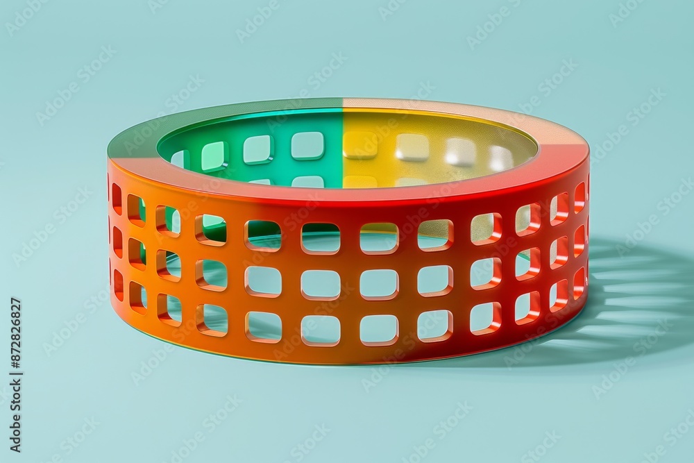 Poster futuristic circular architecture with bright colors and geometric patterns in digital art