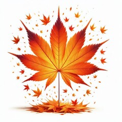 A vibrant red maple leaf isolated on a white background, symbolizing the colorful autumn season