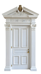 Obraz premium Classic white framed ancient door isolated on transparent background