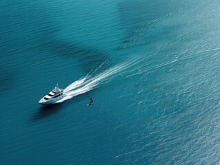 Obraz premium A Yacht's Wake in the Caribbean Sea