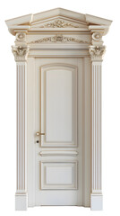 Obraz premium Classic white framed ancient door isolated on transparent background