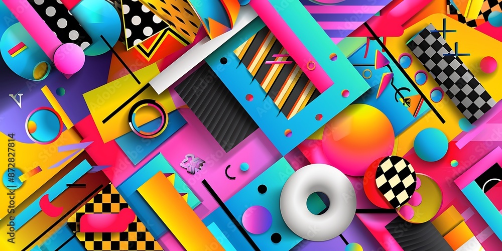 Poster colorful geometric background with colorful shapes and patterns, vibrant colors and shapes, vector i