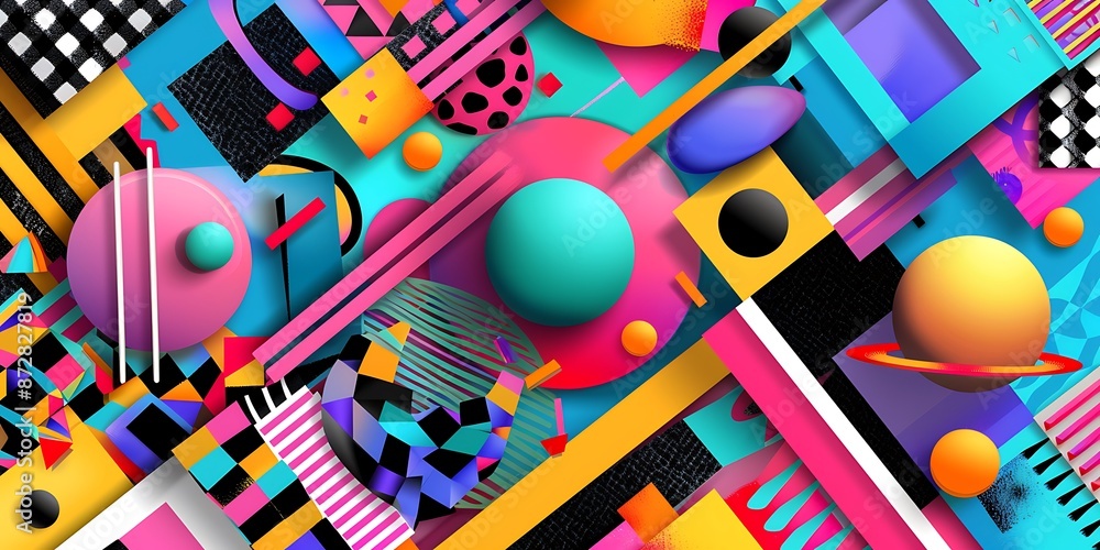 Poster colorful geometric background with colorful shapes and patterns, vibrant colors and shapes, vector i