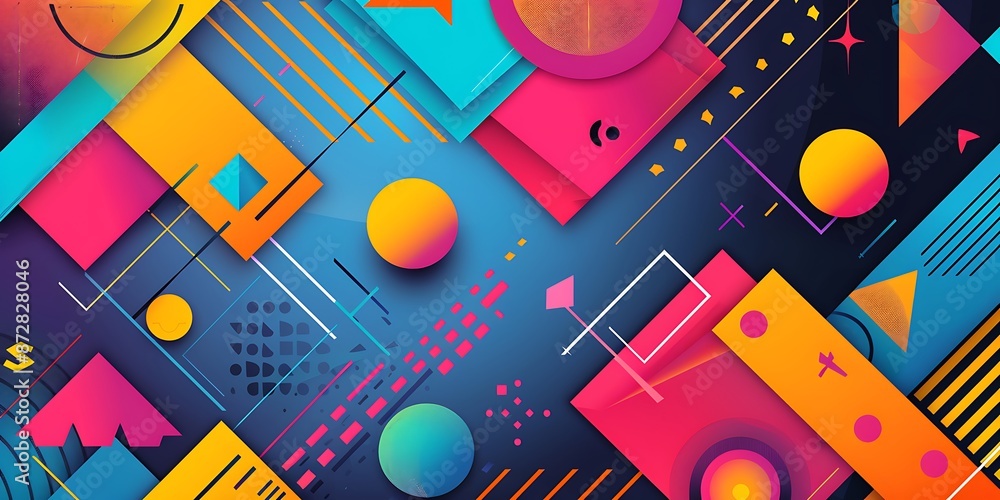 Aufkleber colorful geometric background with colorful shapes and patterns, vibrant colors and shapes, vector i