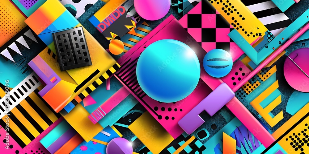 Poster colorful geometric background with colorful shapes and patterns, vibrant colors and shapes, vector i