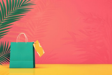 Shopping bags, summer sale tags, flat design illustration
