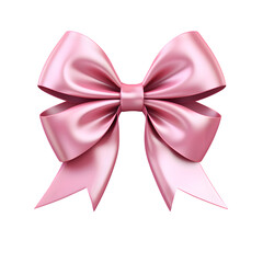 Pink silky bow isolated on transparent background