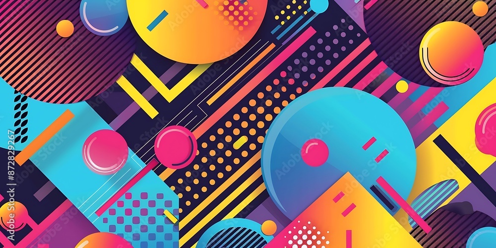 Poster colorful geometric background with colorful shapes and patterns, vibrant colors and shapes, vector i