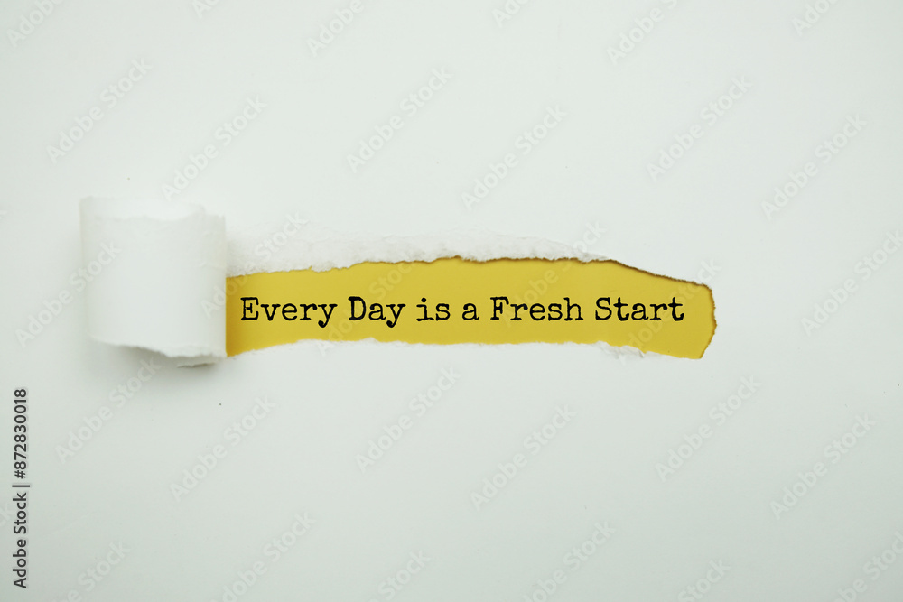 Poster every day is a fresh start text message on yellow background