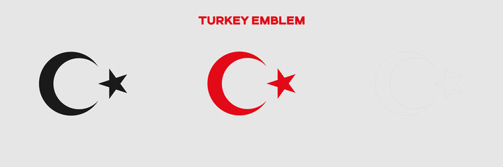 Turkey Emblem Vector Pack. Emblem with Flag. Gray Emblem Silhouette. Gray Outline Emblem. Editable EPS file.