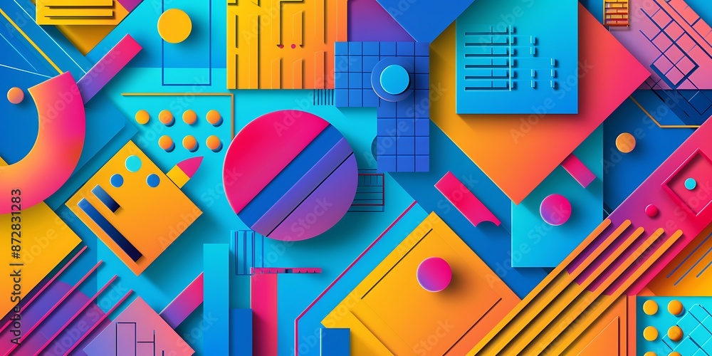 Aufkleber colorful geometric background with colorful shapes and patterns, vibrant colors and shapes, vector i