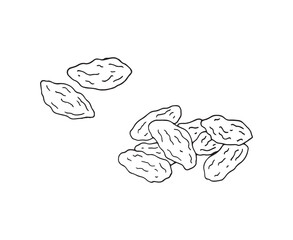 Hand-drawn dried goji berries. Food illustration isolated on white.
