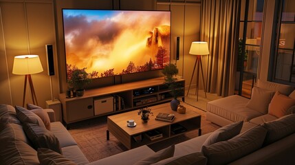 A cozy TV lounge featuring a high-definition TV