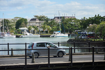 View on the Port Louis waterfront, the capital of the Republic of Mauritius, Indian Ocean