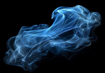 Obraz premium Abstract Blue Smoke Swirling On Black Background