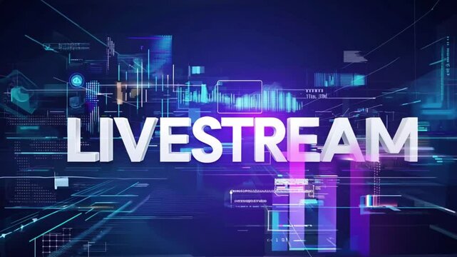 livestream word typography 3D animation with blue digital technology background Generative AI