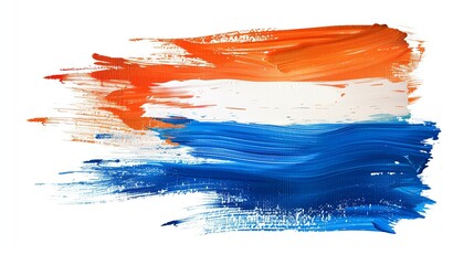 abstract netherlands flag in paint brush stroke, isolated on white background. oranje orange netherlands country flag