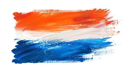 abstract netherlands flag in paint brush stroke, isolated on white background. oranje orange netherlands country flag