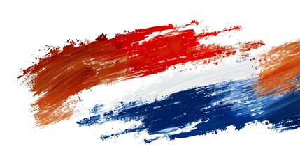 abstract netherlands flag in paint brush stroke, isolated on white background. oranje orange netherlands country flag