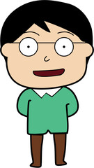 Cute Boy Character with Eyeglasses Full Body Vector