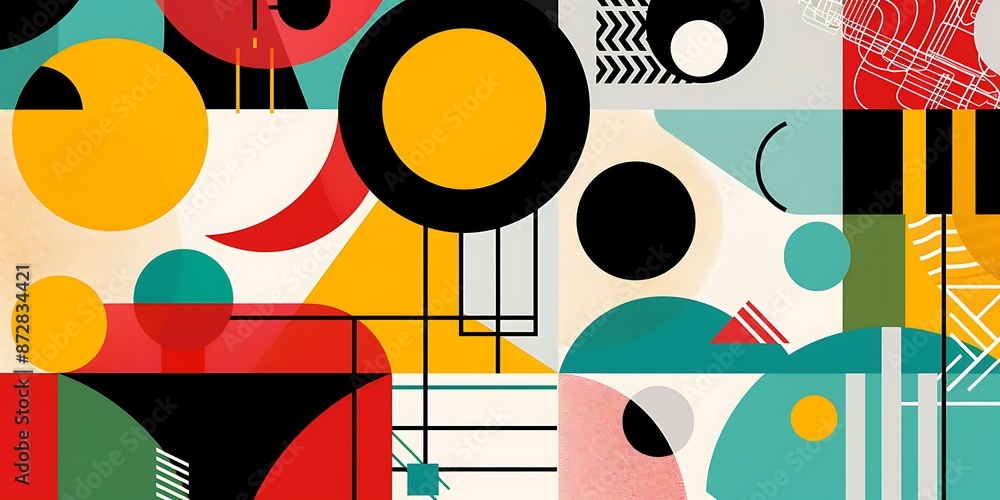 Poster colorful geometric background with colorful shapes and patterns, vibrant colors and shapes, vector i