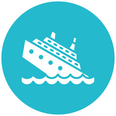 Ship Sinking vector icon. Can be used for Ocean iconset.