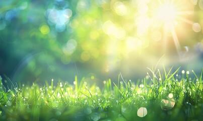 Obraz premium Sunny Meadow Bokeh Background with Grass