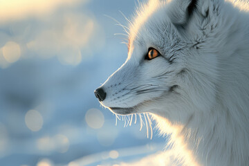 Obraz premium A white fox in the snow